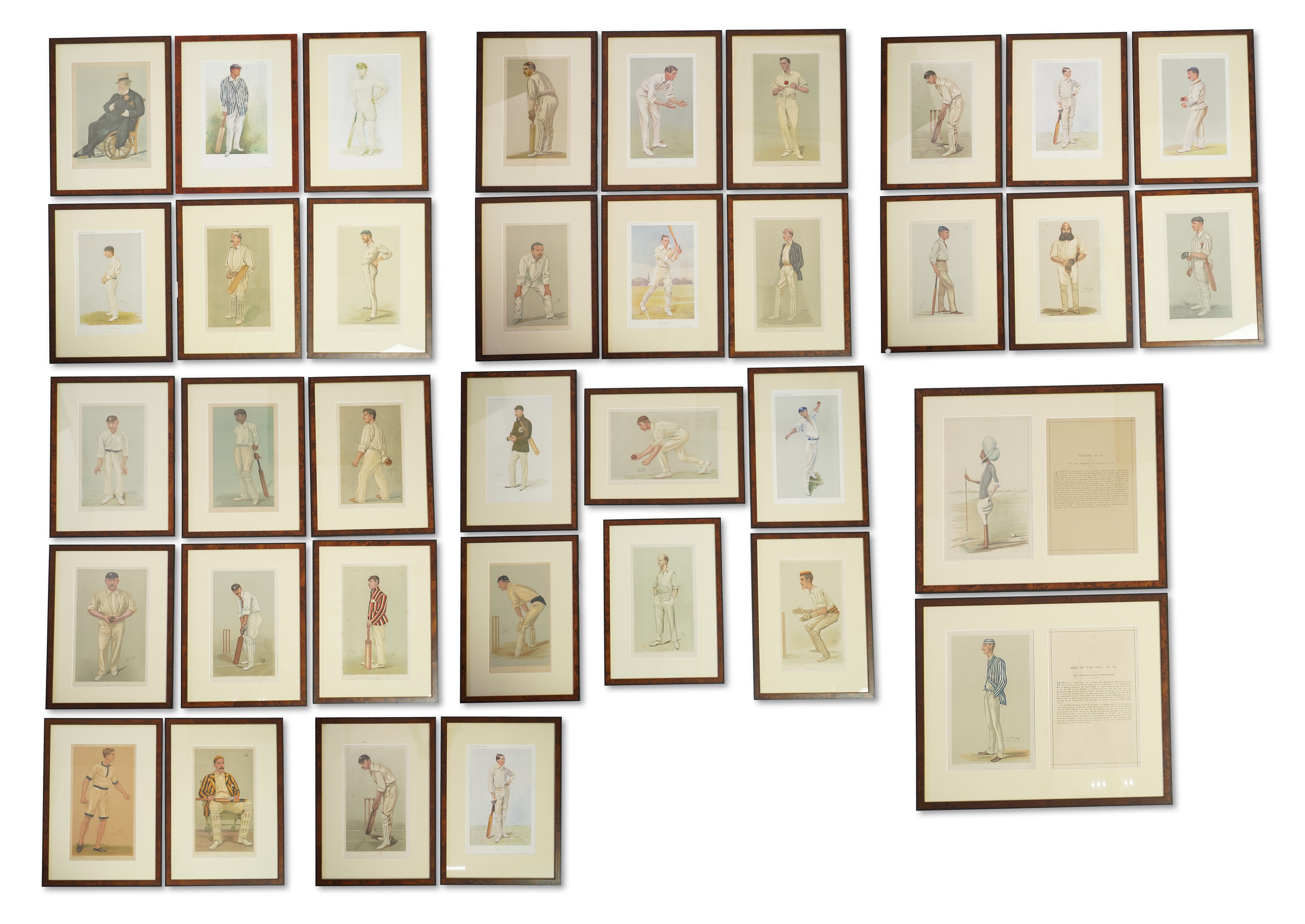 Thirty four Vanity Fair caricatures of cricketers to include Dillan and W G Grace